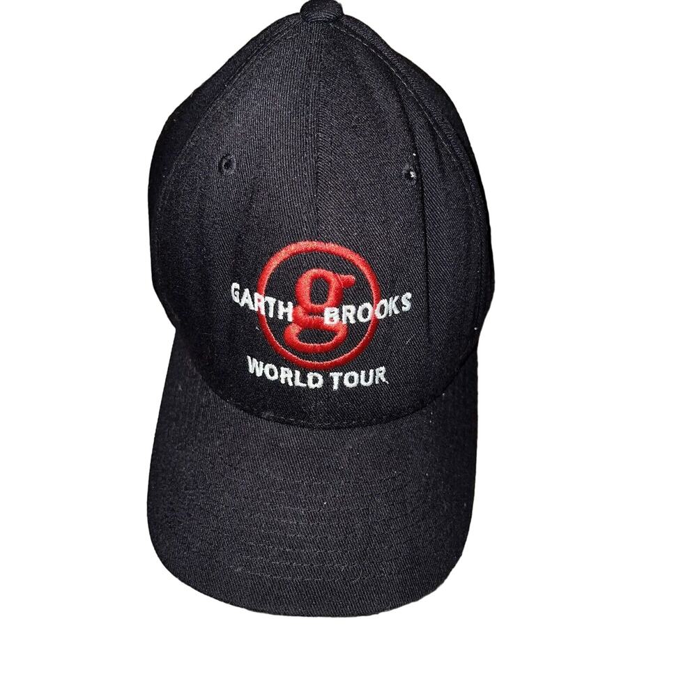 Garth Brooks World Tour Hat Black Red 110 Flexfit Tech Adjustableā
